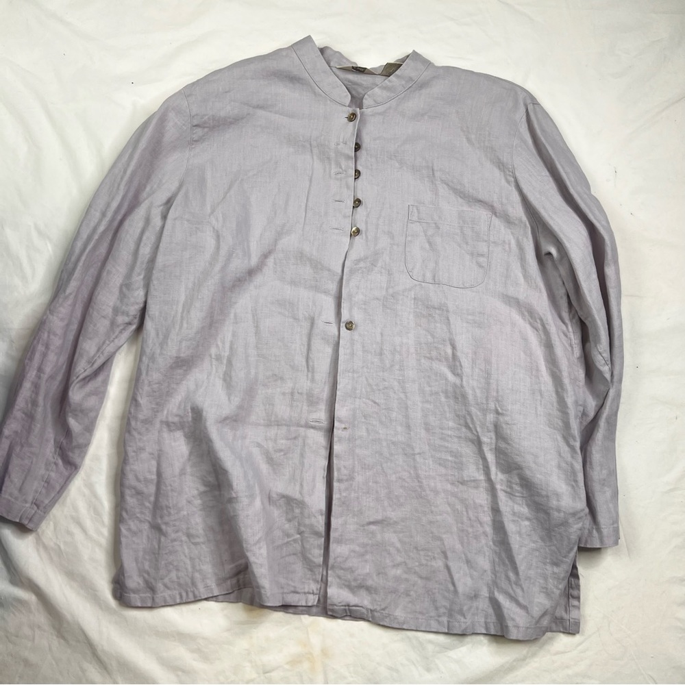 J. Jill Linen Medium Petite Button Front Long Sleeve Shirt L020323